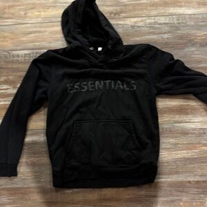 Essentials Black Hoodie with Front Pocket